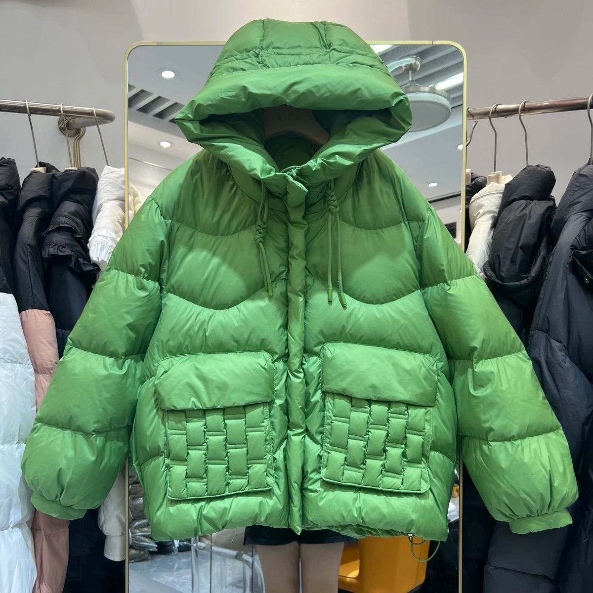 Fashion Hooded Parka Women's Winter Clothes 2023 New Short Bread Jacket CWhite Duck Down Coat Woman Large Size Overcoat