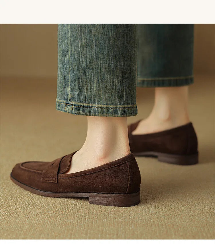 Shoes for Women 2024 Summer Brown Casual Flats Ladies Shoe Fashion Suede Loafers Soft Sole Non-Slip Feminino Zapatos Mujer