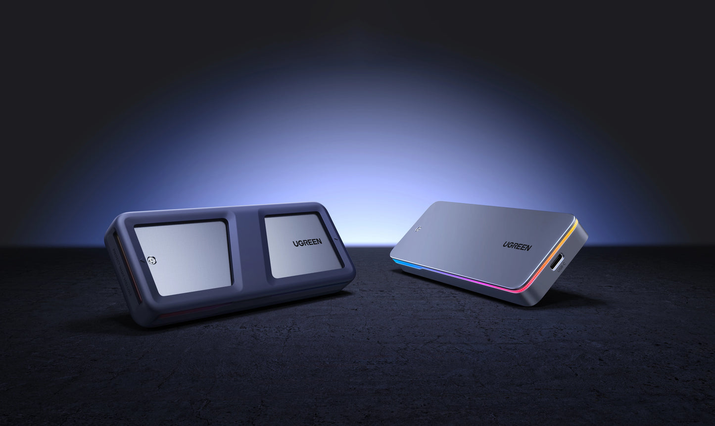 UGREEN 20Gbps M.2 SSD Case NVMe SATA SSD Enclosure Adapter USB 3.2 Gen2 External Enclosure Supports RGB Lighting effect
