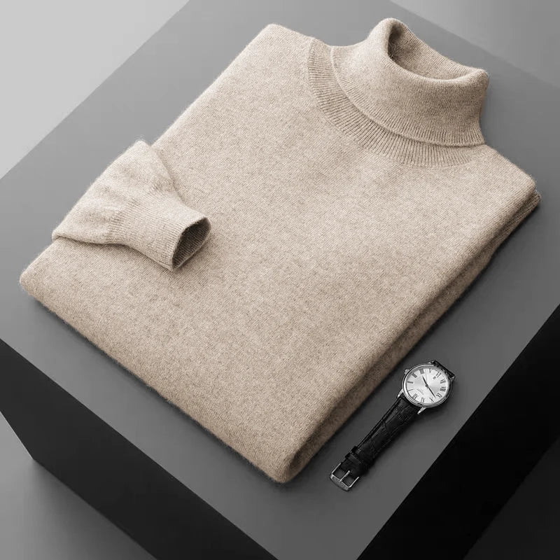 New Men's Turtleneck Pullover Sweater Solid Color Knitted outerwear winter Warm Woolen Sweaters Thick Heavyweight streetwear