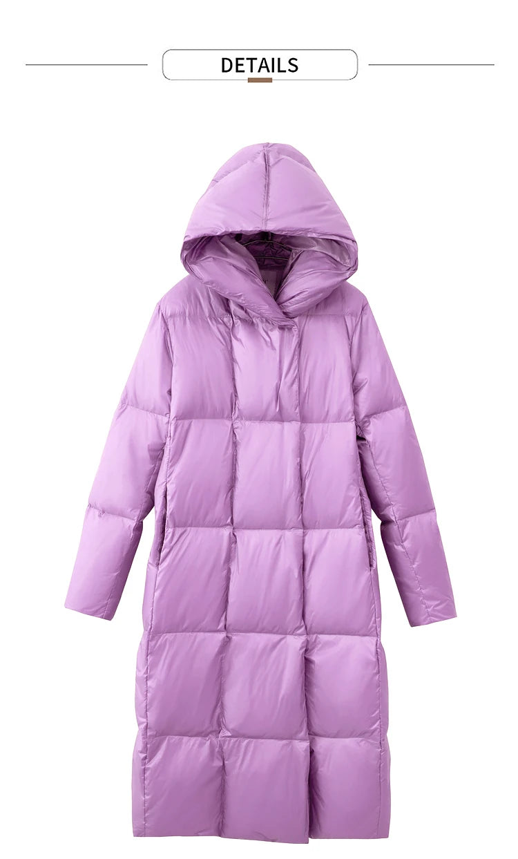 AMII Minimalist 2025 Down Jacket Coat Women Winter Warm Long Bread Puffer Coat Light Thick Quality Fashion Outerwear 12324060