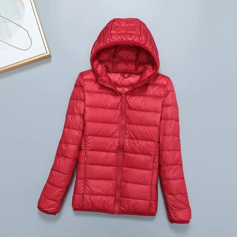 2024 New Casual 90% Ultra Light White Duck Down Jacket Women Autumn Winter Warm Coat Lady Plus Size Jackets Female Hooded Parka