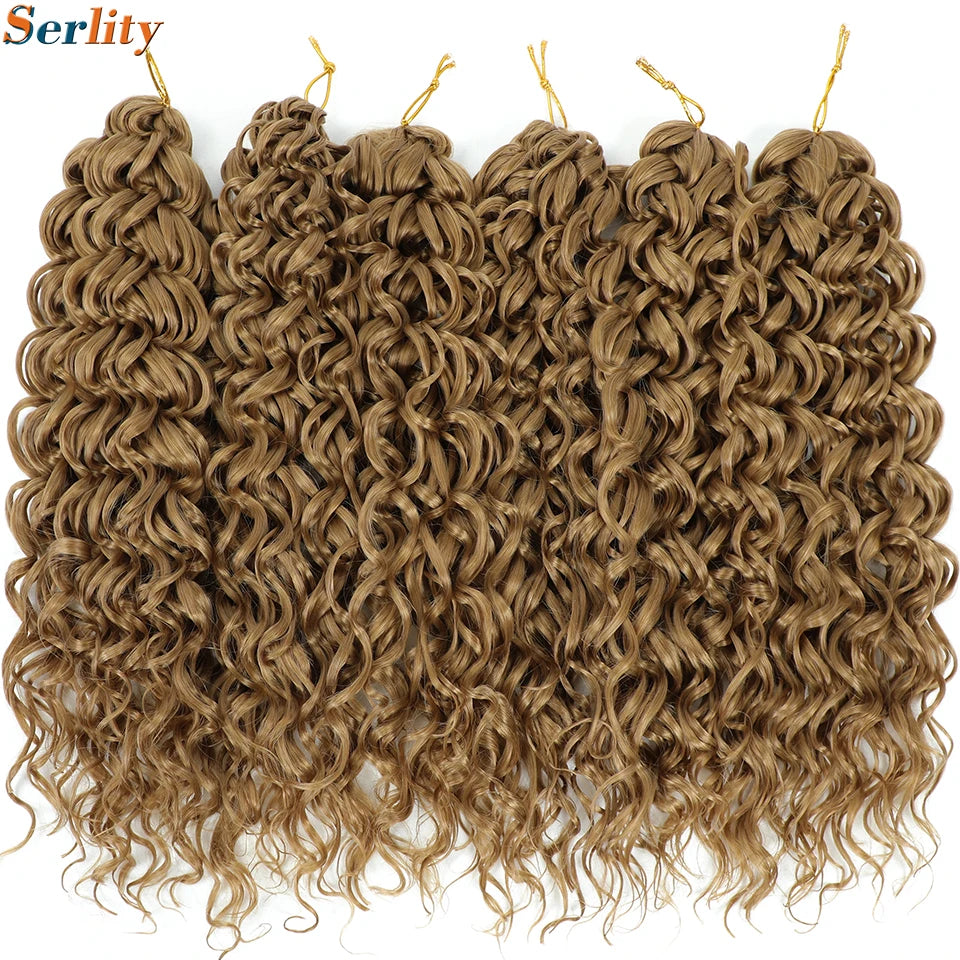 GoGo Curl Crochet Hair 14inch Curly Ocean Wave Synthetic Braiding Hair Jet Black Beach Curl Water Wave Deep Twist Crochet Braids