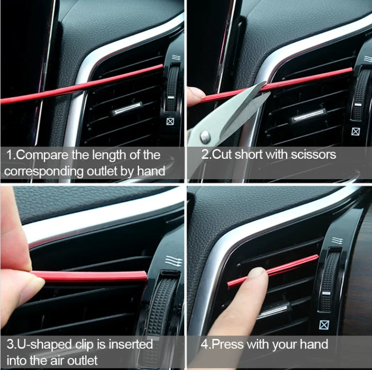Car Air Outlet Decoration Strip for Peugeot 108 208 GTI 308 T7 T9 3008 307 5008 508 107 108 207 2008 301 4007 4008