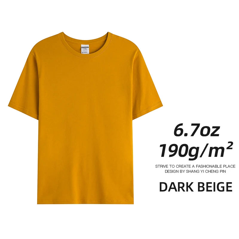 6.7oz 190gsm Combed Cotton Tees Tshirts Mens Solid Tops Woman Male Custom Team Uniform Class Clothes Summer Brand Customization