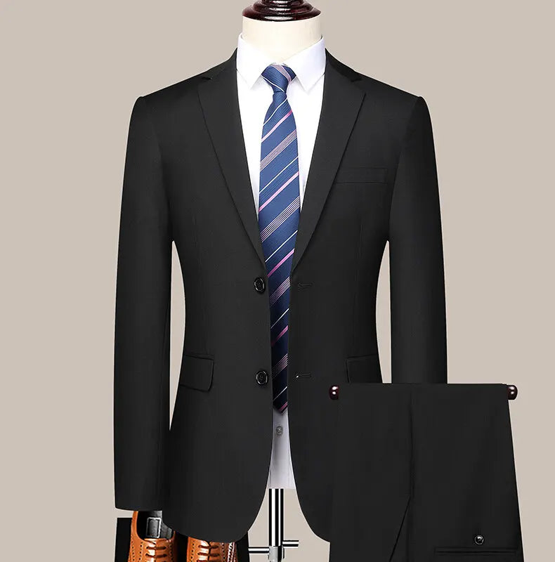 Two button men (suit + trousers) Korean version of fashion slim-fit business professional dress work formal two-piece set