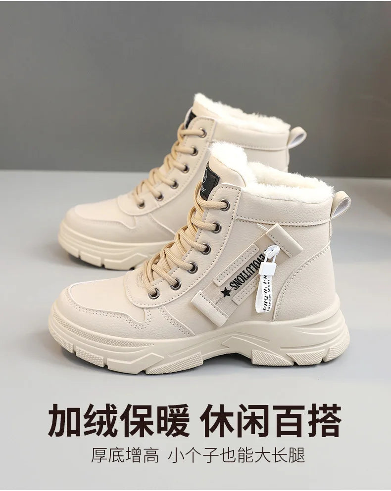 zapatos de mujer Designer Sneakers for Women Casual High Top Shoes Womens Winter Plush Lined Warm Thick Lace-up Sports Shoes