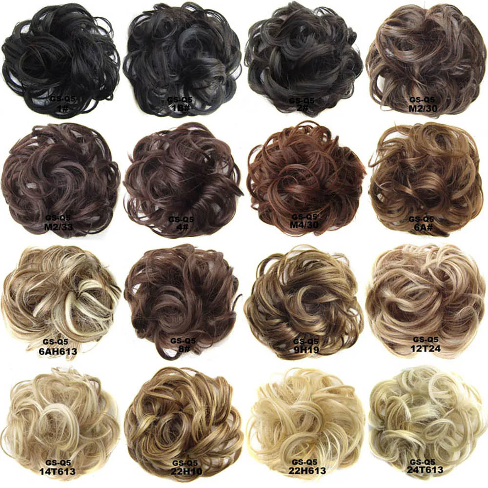 Jeedou Synthetic Messy Curly Hair Bun Chignon Donut Pad Elastic Hair Rope Rubber Band Hairpiece For Woman
