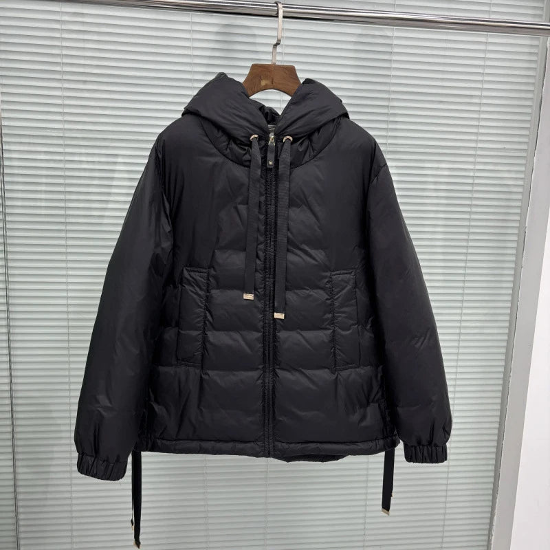 Schinteon Women's 90% White Duck down Jacket Casual Loose Oversize Autumn Winter Outwear with Hood Top Quality Coat 2025 New