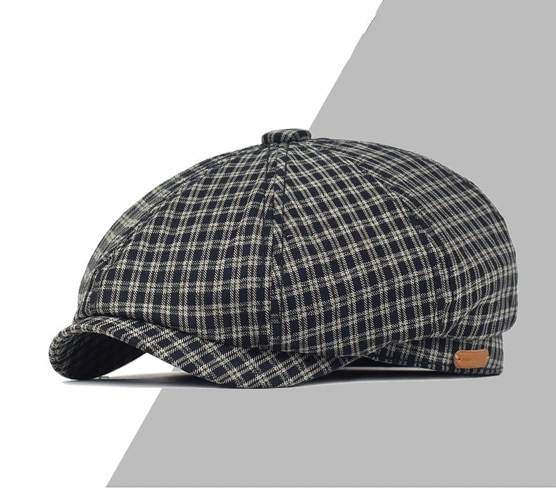 Spring Summer Plaid Newsboy Cap Breathable Peaky Octagonal Hat Vintage Soft Casual Berets Cap Visor Gatsby Flat Ivy Hat