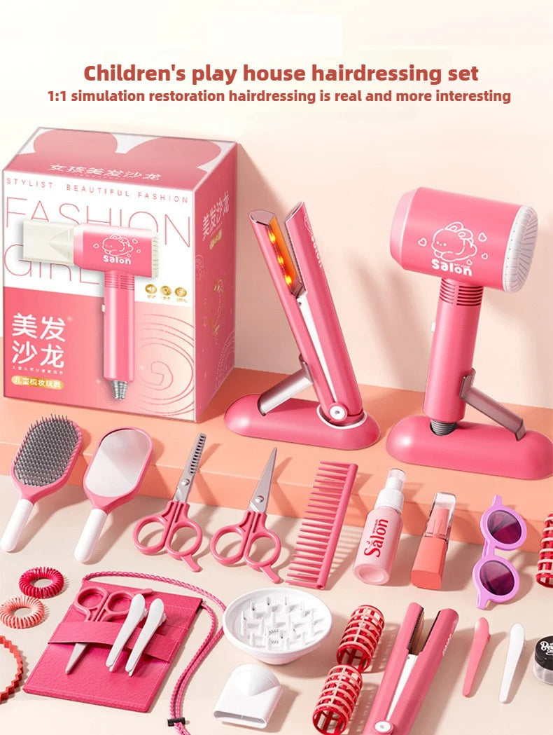 Make up Toys Simulation Haircut Kit Children's Hair Dryer Role Playing Game Educational Toys for Girls Pretend Play Kids Gifts