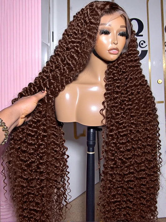 Rosabeauty Brazilian Chocolate Brown 13x6 Hd Transparent Lace Front Wigs Deep Wave Frontal Wig Curly Human Hair Wigs For Women