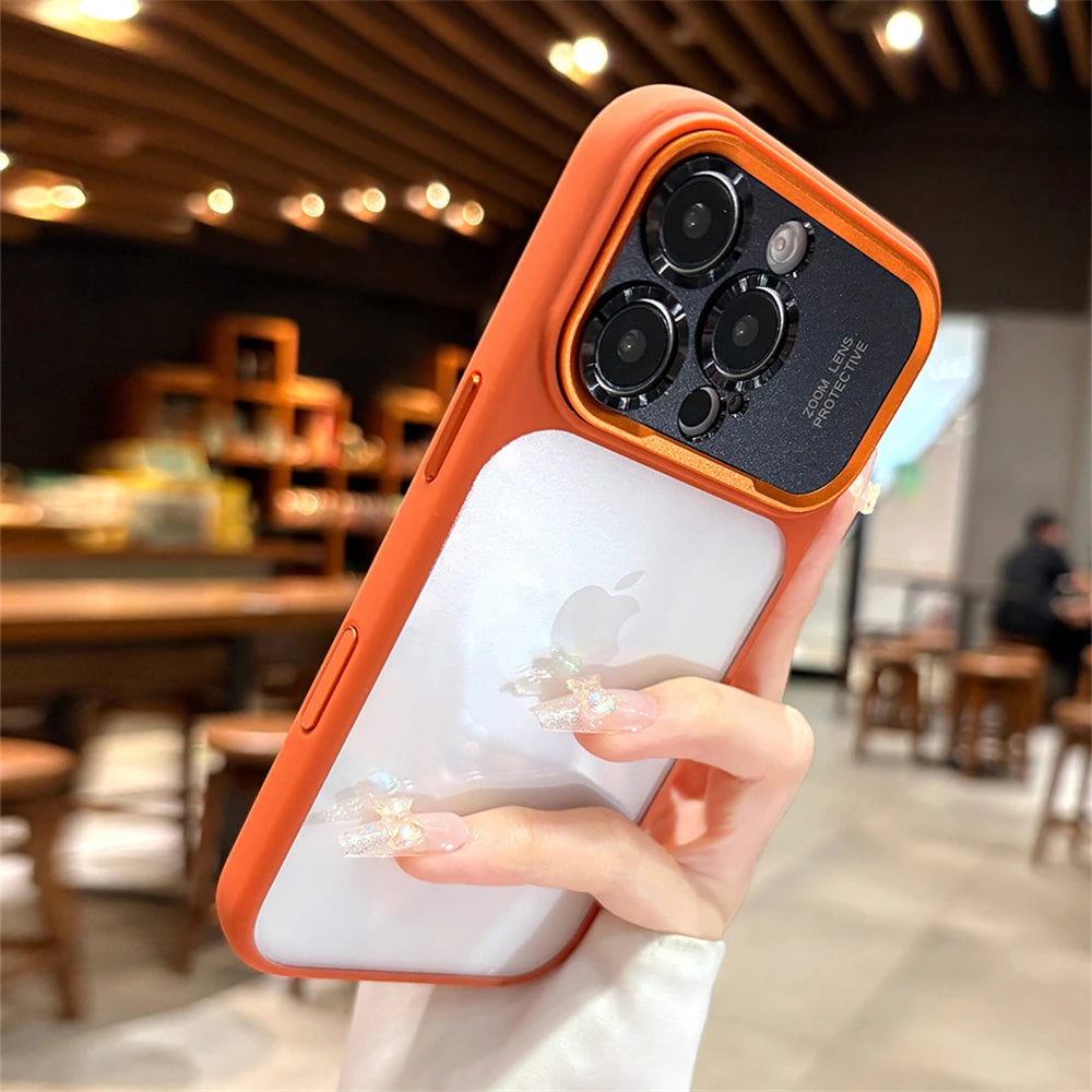 Luxury Magnetic Metal TPU Case For iPhone 17 16 15 14 Pro Max Plus Case Translucent Acrylic Hard Bumper Shockproof Protect Cover