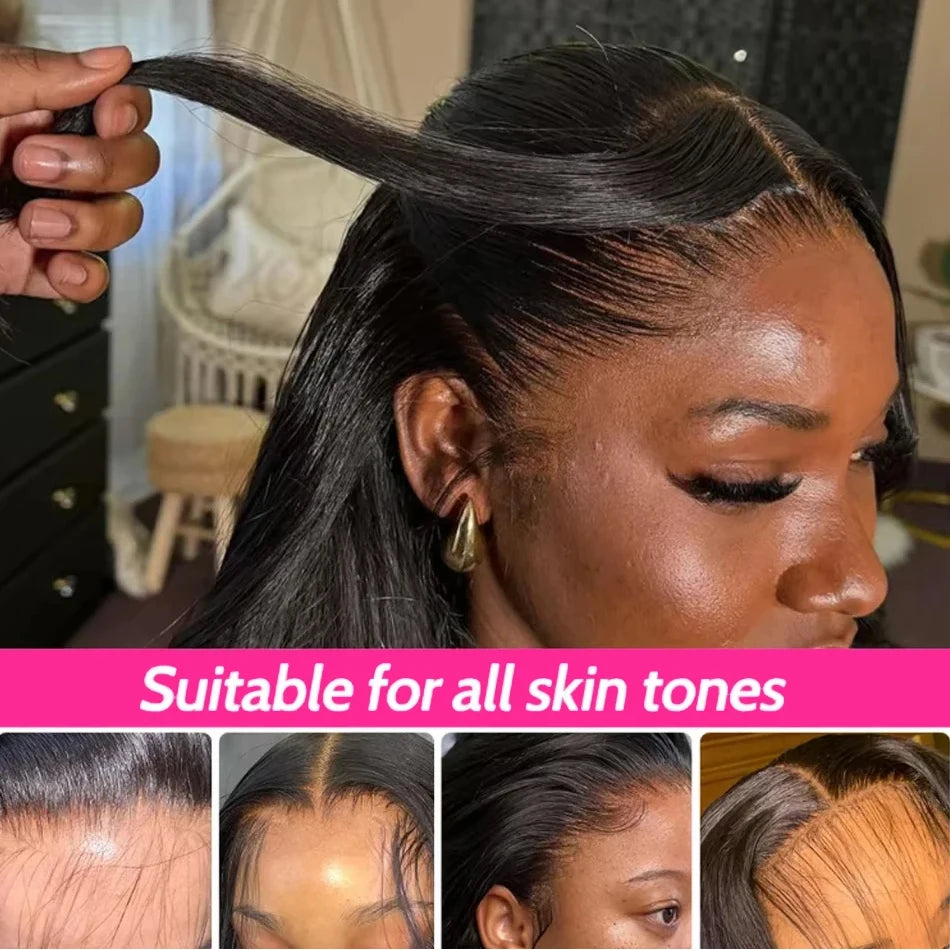 Wear And Go Glueless Wig 13x4 HD Bone Straight Lace Frontal Human Hair Wigs Ready To Wear Brazilian Short Bob Wigs For Women 180
