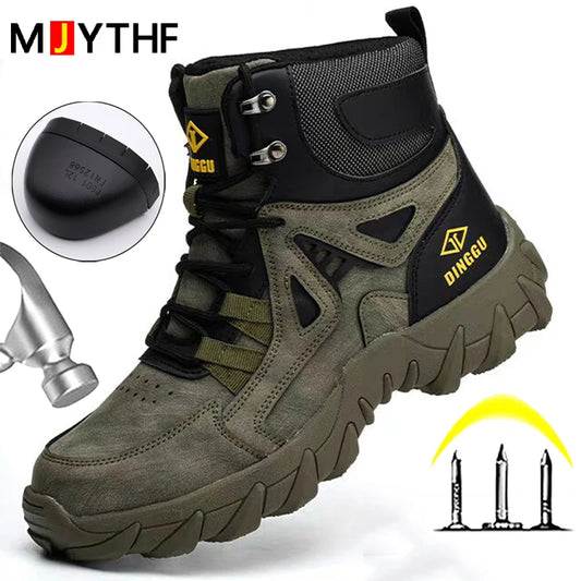 Outdoors Indestructible Shoes Work Boots Steel Toe shoes Men Safety boots Anti-smash Anti puncture Industrial Shoes Non-slip