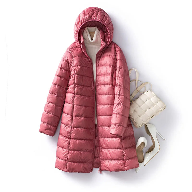 Autumn and Winter Women's New Detachable Down Jacket Temperament Commuter Fashion Warm Hooded Down Jacket Women's Outdoor Jacket