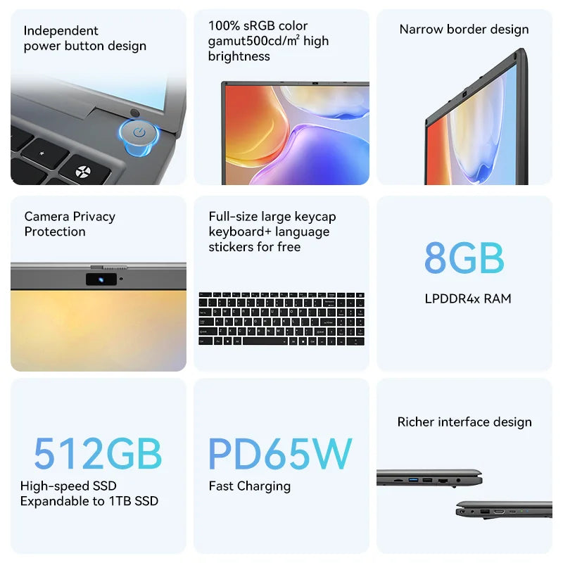 Adreamer 16 Inch Laptop LeoBook16S 2560*1600 IPS 60Hz CPU Intel i5-1240P 16GB RAM SSD 1TB 16" Business Computer Desktop Laptop