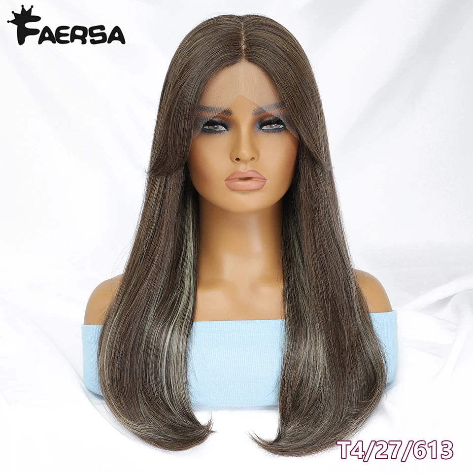 Synthetic Lace Front Wigs Long Straight Blonde Red Wig For Black Women Natural Ombre Brown Cosplay Lace Wig Halloween