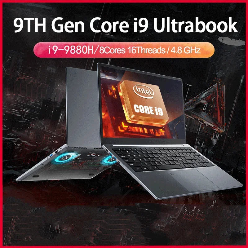 15.6 Inch Laptop Intel Core i9-12900H/i9-10885H Windows 11 Por 2*DDR4 2*M.2 SSD Ultrabook Computer Fingerprint Unlock WIFI5 BT