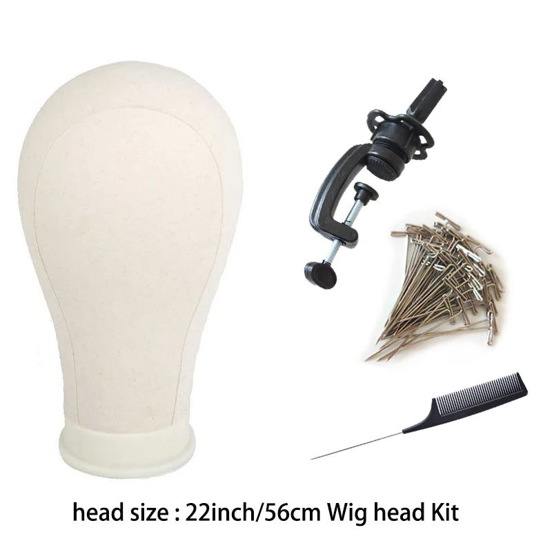 Wig Stand with Head Canvas Wig Mannequin Head for Hairstyle Display Making Wig Head Wig Supports Holder