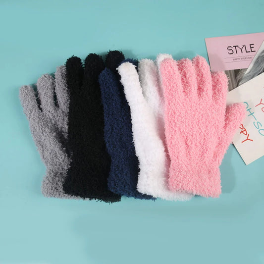 Women Thicken Coral Fleece Winter Gloves Autumn Warm Thick Touch Screen  Full Finger Guantes Female Outdoor Snow Skiing Mittens