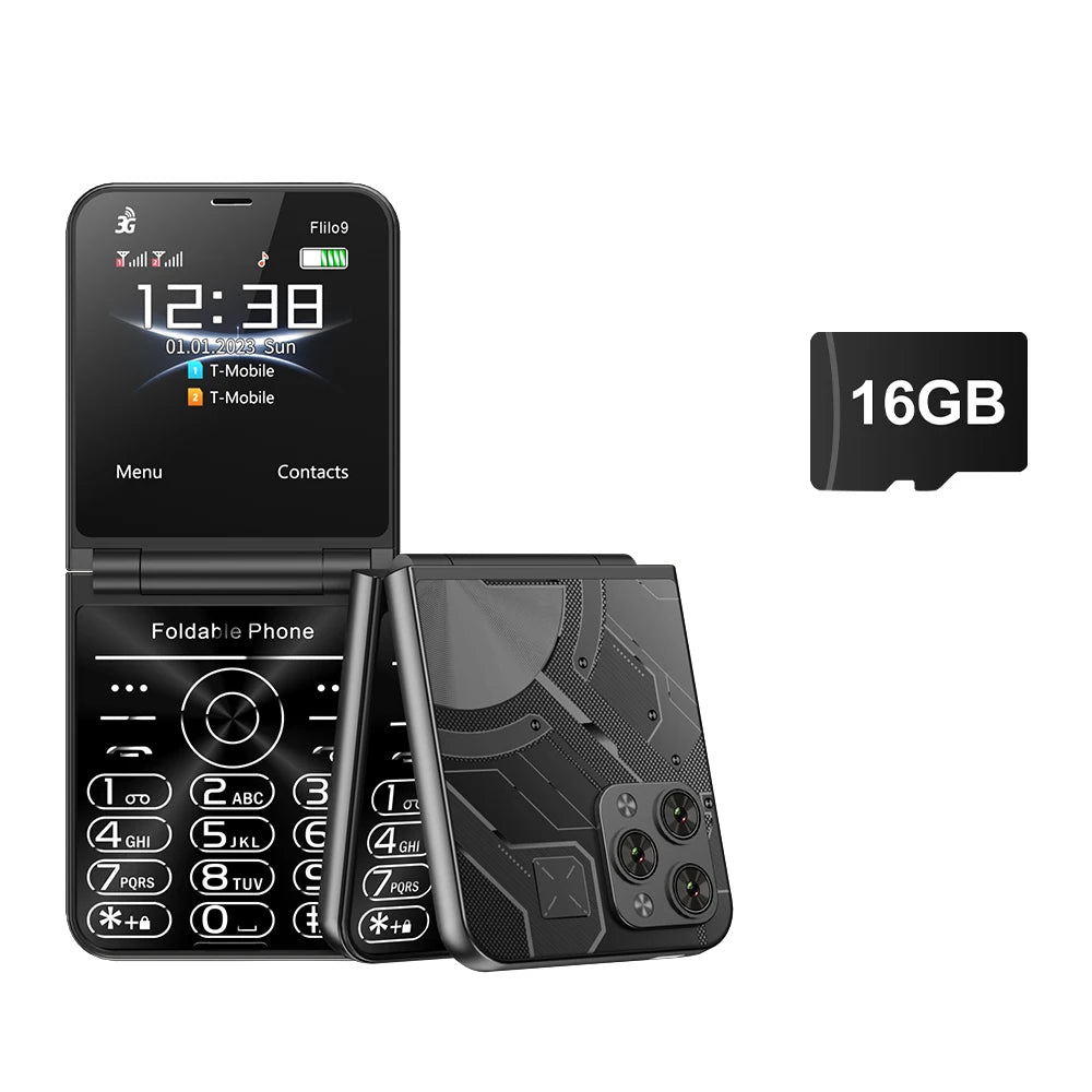 Low Price Sale SERVO Flilo9 3G Flip Mobile Phone 2 SIM Card Speed Dial Blacklist Call Record FM Radio 2.6inch Fold Cellphone MP4