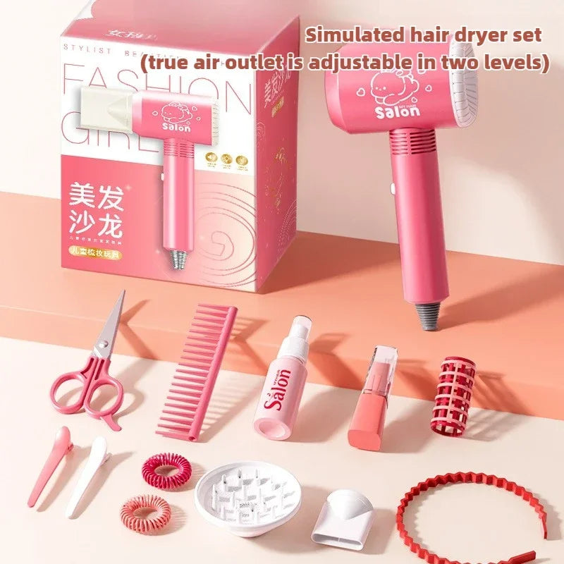 Make up Toys Simulation Haircut Kit Children's Hair Dryer Role Playing Game Educational Toys for Girls Pretend Play Kids Gifts