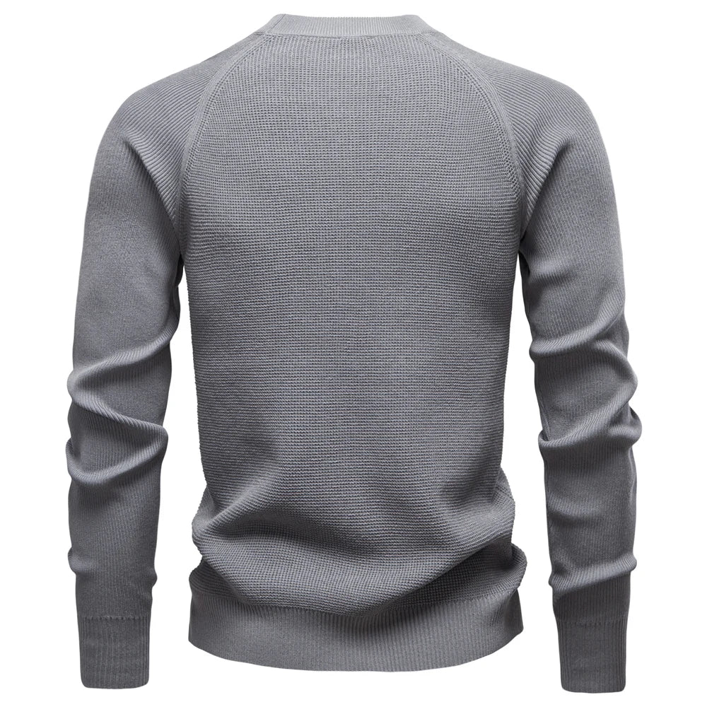 AIOPESON Raglan Sleeve Polo Shirt Men Henley Collar Solid Color Long Sleeve Heavyweight Cotton Business Casual Autumn Winter