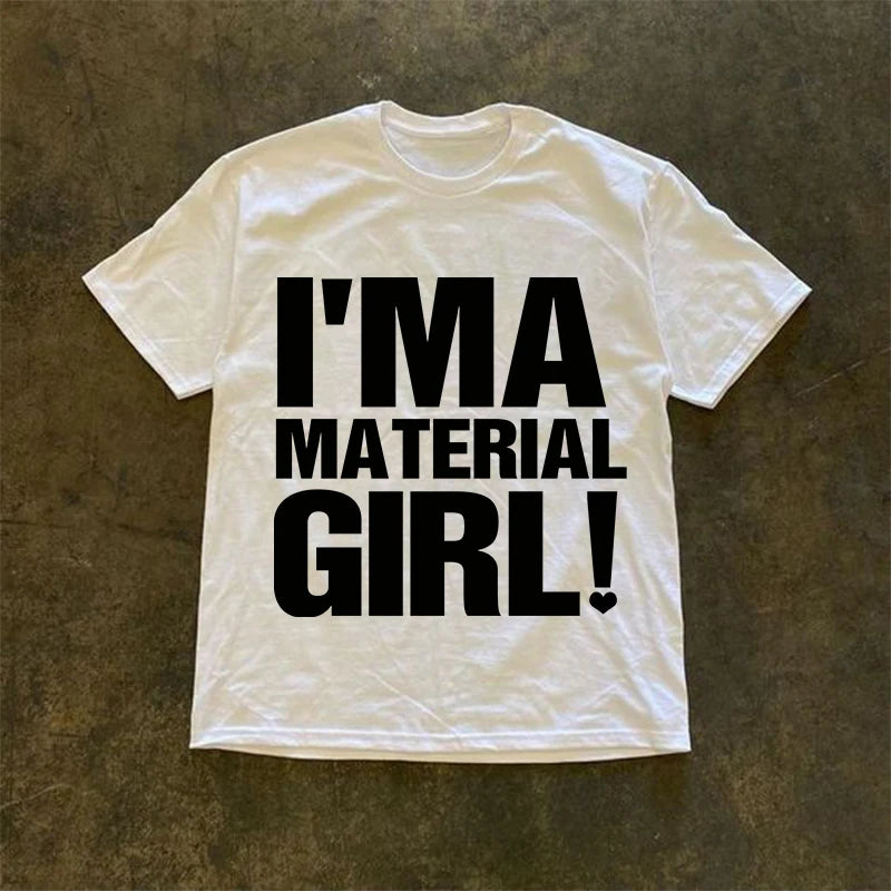 Aesthetic Letter Print Women's Loose Cotton Short Sleeve Tee Punk Emo Girls Retro Y2K Oversized Tops Casual Harajuku Streetwear