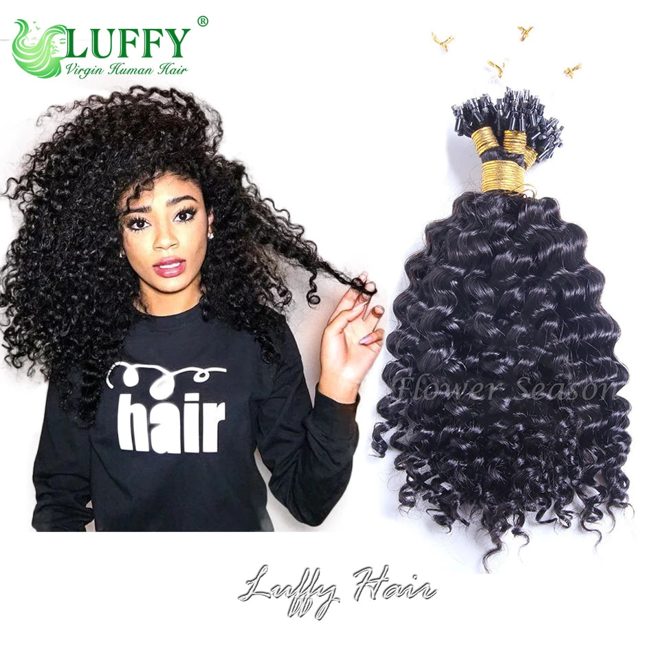 Micro Loop Human Hair Extensions Jerry Curly Microlink Hair Extensions for Black Women Burmese Hair Micro Ring Loop Extensions