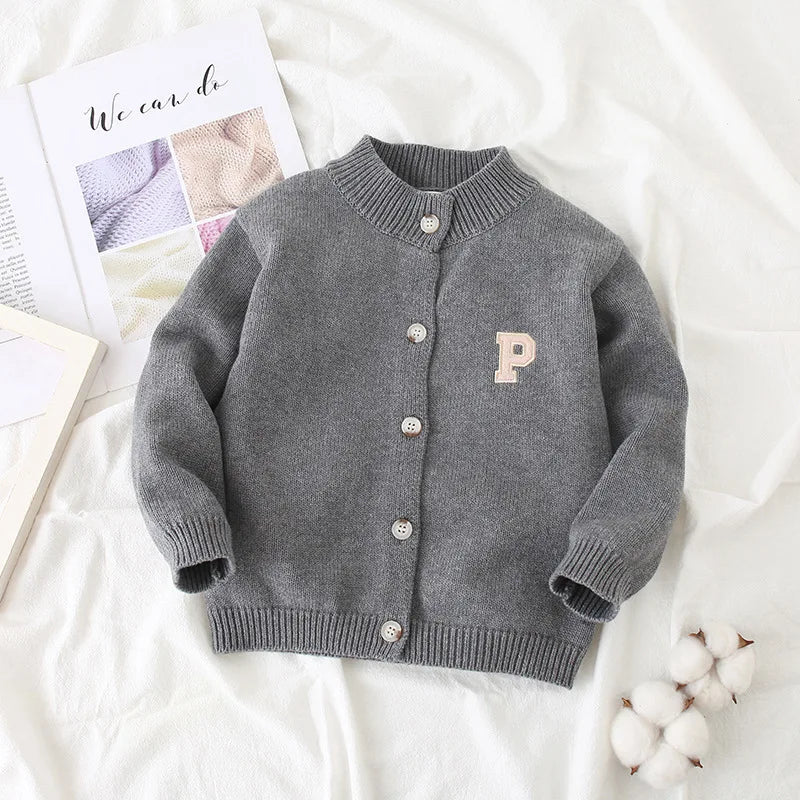 Autumn Kids Cardigan Sweaters Baby Girl Clothes Cartoon Letter Solid Cotton Sweater Boys Children Clothing Knitted Kids Sweaters