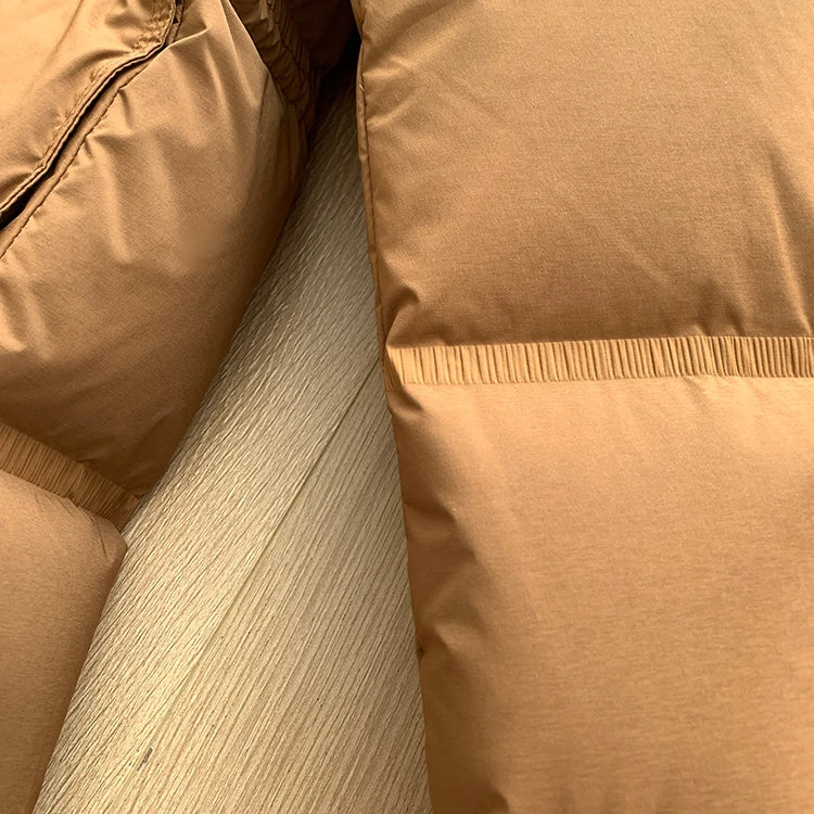 2023 New Autumn Winter Women Fashion Hooded 90% White Duck Down Coat Lady Slim Thick Warm Zipper Drawstring Lace-up Snow Jacket