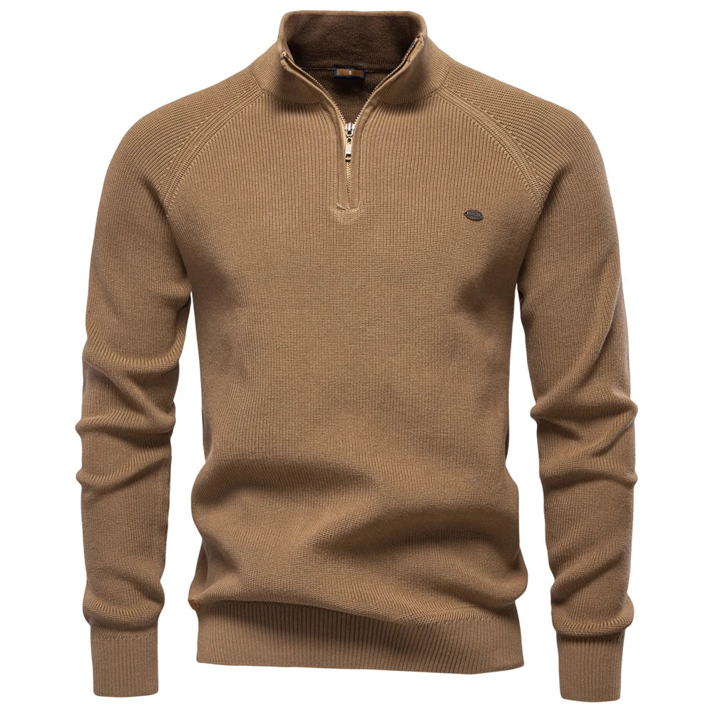 2023 New Autumn Cotton Zipper Cardigans for Men Fashion Casual Social Men Sweaters High Collar Warm Winter Knitted Sweater Men