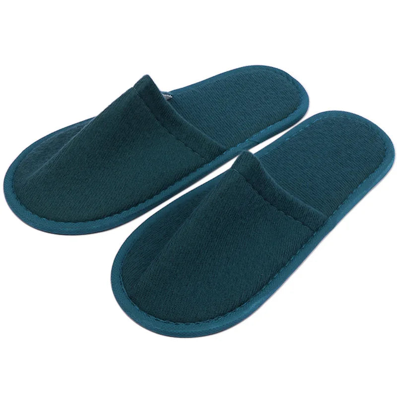 1 Pair Hotel Slippers Men Womens Top Quality Velvet Travel Disposable Cotton Home Hospitality Shoes Cheap SPA Guest Slides