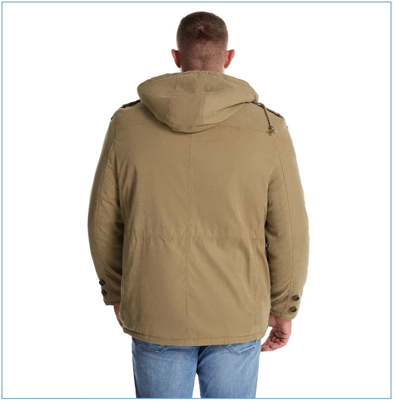LZLLTT Men Winter Warm Parkas Mens Fleece  Jacket Parkas Men Casual Cotton Outdoor Fur Trench Padded Jackets Coats
