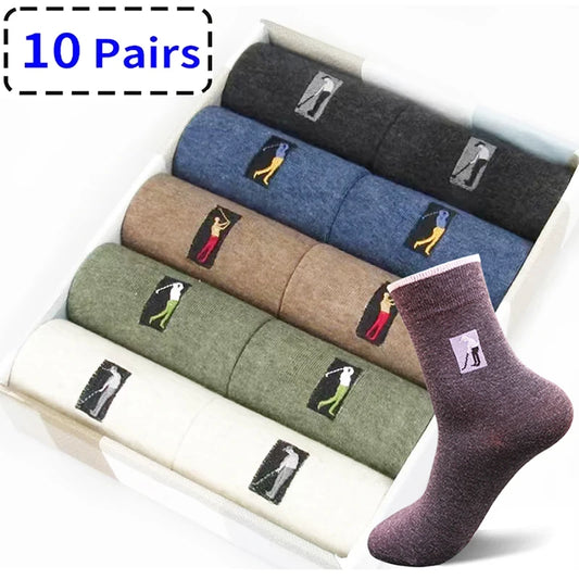 New High Quality Men's Socks Business Casual Long Socks The Golf Logo Spring Autumn Winter Warm Dress For Man Gifts Size 38-45