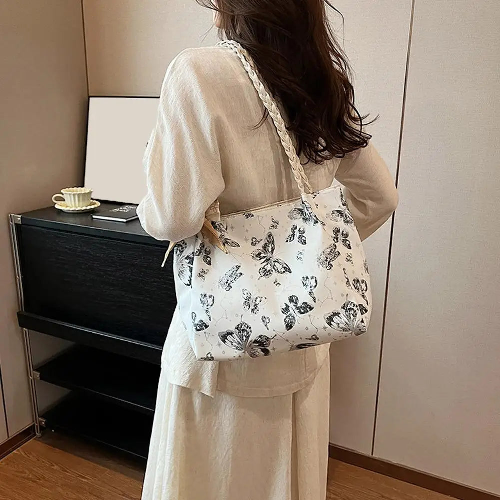 Large Capacity Shoulder Bag Bow Design Simple Unique Gentle Casual Underarm Bags Work  School Commuting Practical Carrying Bag