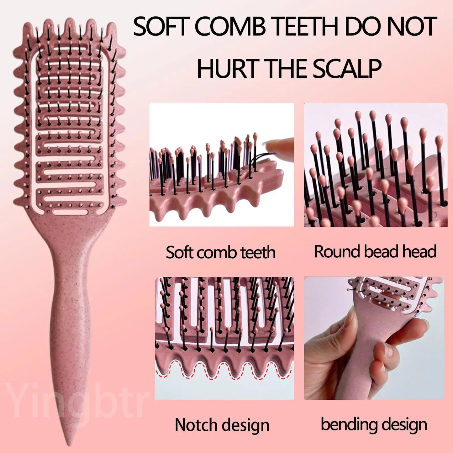 Curly Hair Brush Hollow out Design for Frizz Control & Define Curls, Styling Detangling Brush Beard Comb for Men Women