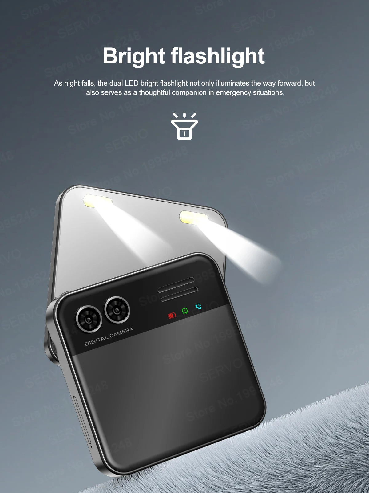 SERVO AUAR11 Rotating Mobile Phone 2 SIM Stadby Torch Speed Dial Magic Voice FM Radio 2G GSM 2.4" Slide Screen Small Cellphones