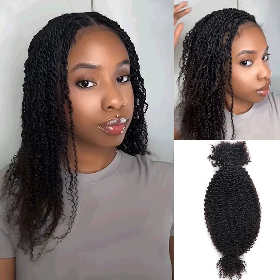 Black Pearl Afro Kinky Curly Bulk Human Hair for Dreadlock Extensions Loc Repair Braiding Twist Afro Kinky Human Hair For Locs