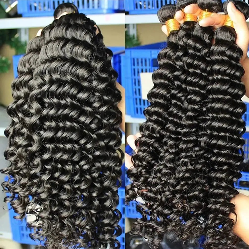 Burmese Curly Hair Bundles with Closure 4x4 Deep Wave Bundles Virgin Human Hair 100% Vietnamese Raw Human Hair Weave Extensions