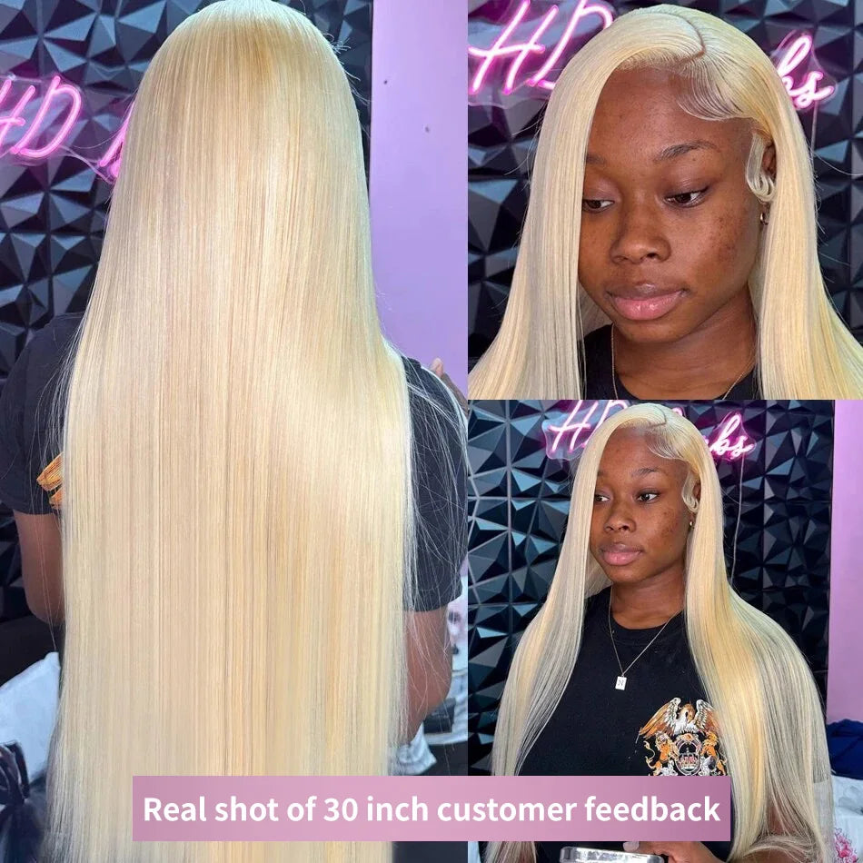 613 Lace Front Wigs Human Hair Hd Lace Wig 13x6 Human Hair Straight Blonde 613 Human Hair Wig Pre Plucked Bleached Knots 40 In