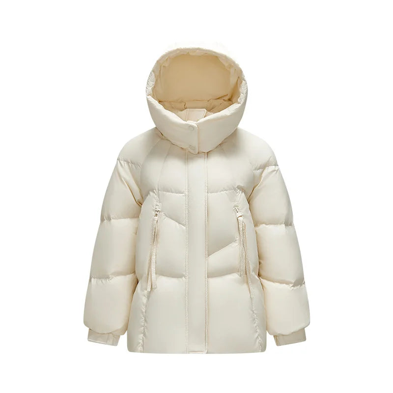 Semir Mid-Length Down Jacket Women Loose Fit Hooded Textured Coat 2025 New Winter Casual Warm Style
