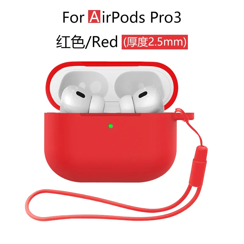 for AirPods Pro 3 Case Cover 2025 with Lanyard Soft Skin Silicone Protective Shockproof Case For AirPods Pro 3 Case Accessories