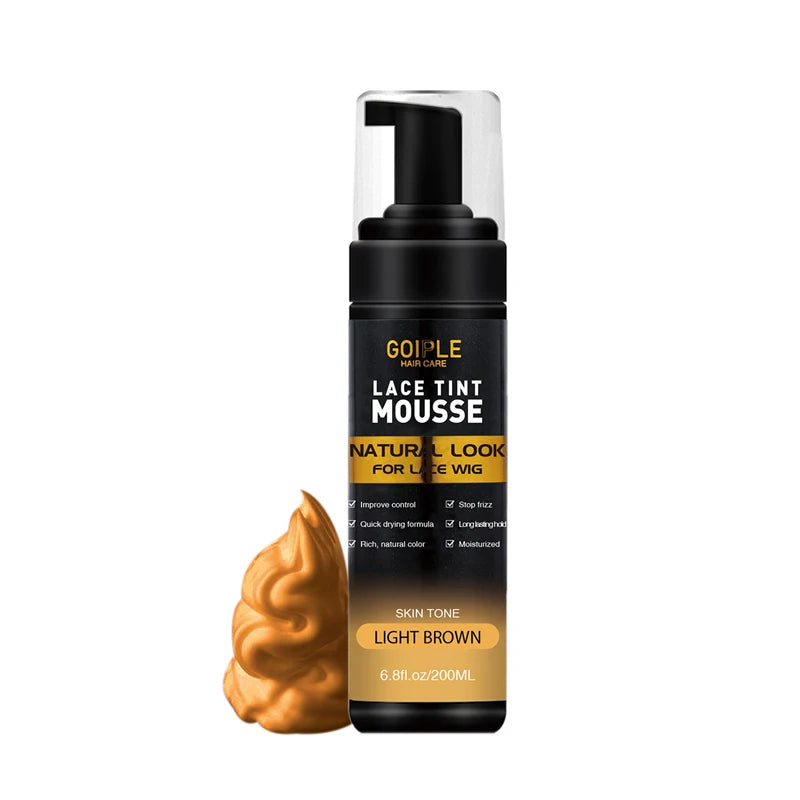 GOIPLE 200ML Lace Tint Mousse for Wig Grids Concealer Waterproof Melt Lace Dye Front Tint Spray Foam Quick Dry Wig Knots Healer