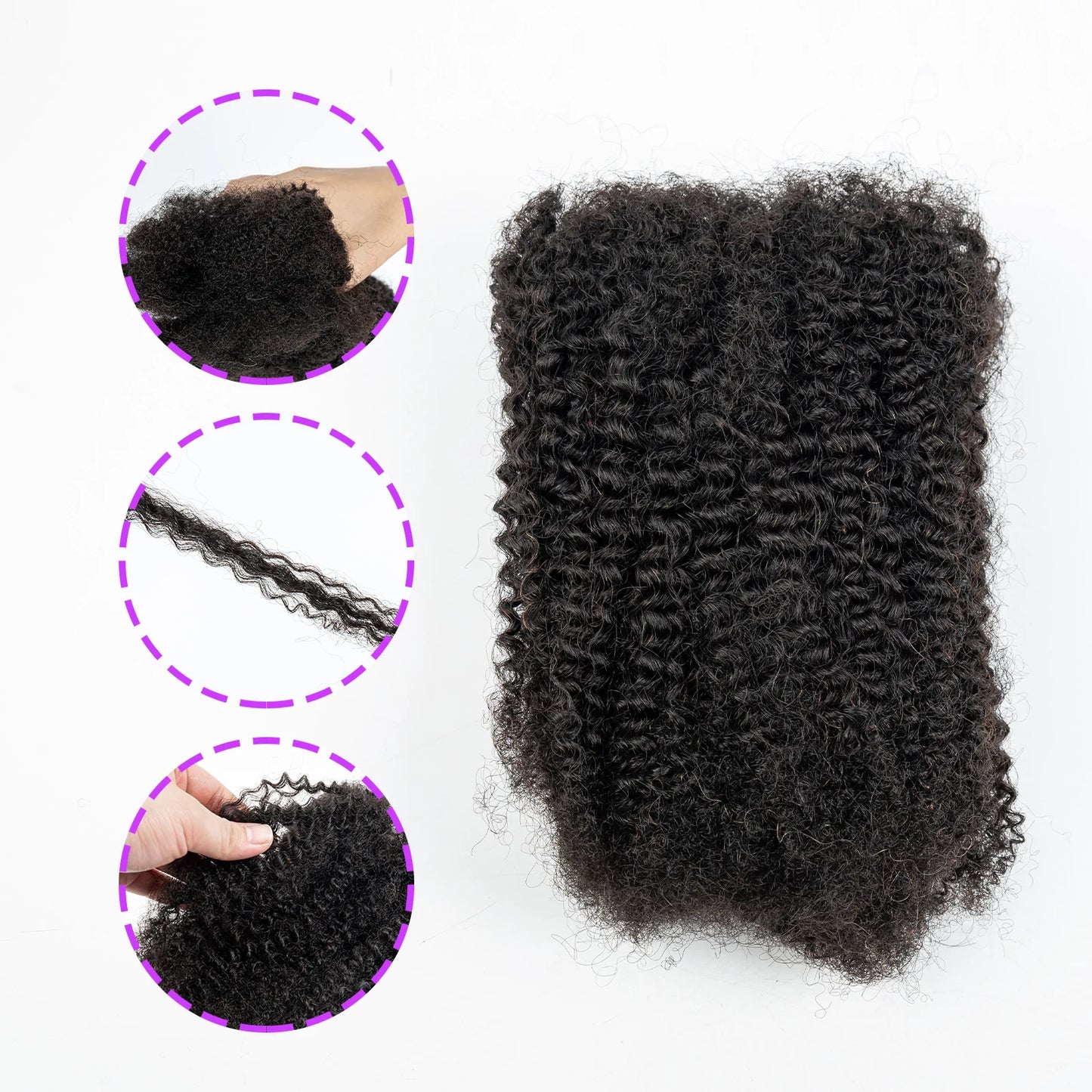 50g/Pack Afro Kinky Curly Human Hair Bulk For Braiding Dreadlock Remy Bulk Hair No Attachment Peruvian Natural Color Braids Hair