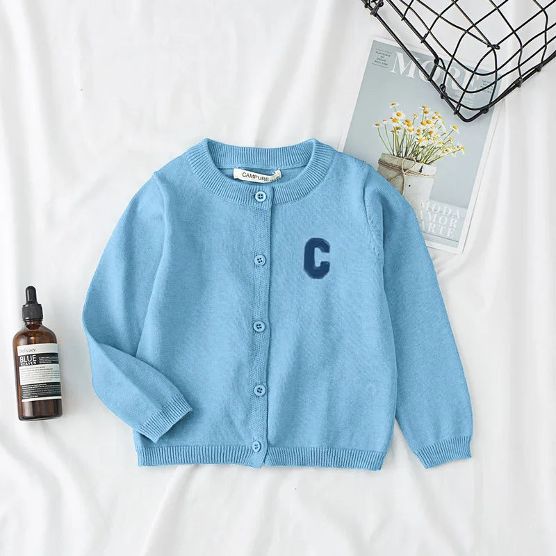 Autumn Kids Cardigan Sweaters Baby Girl Clothes Cartoon Letter Solid Cotton Sweater Boys Children Clothing Knitted Kids Sweaters