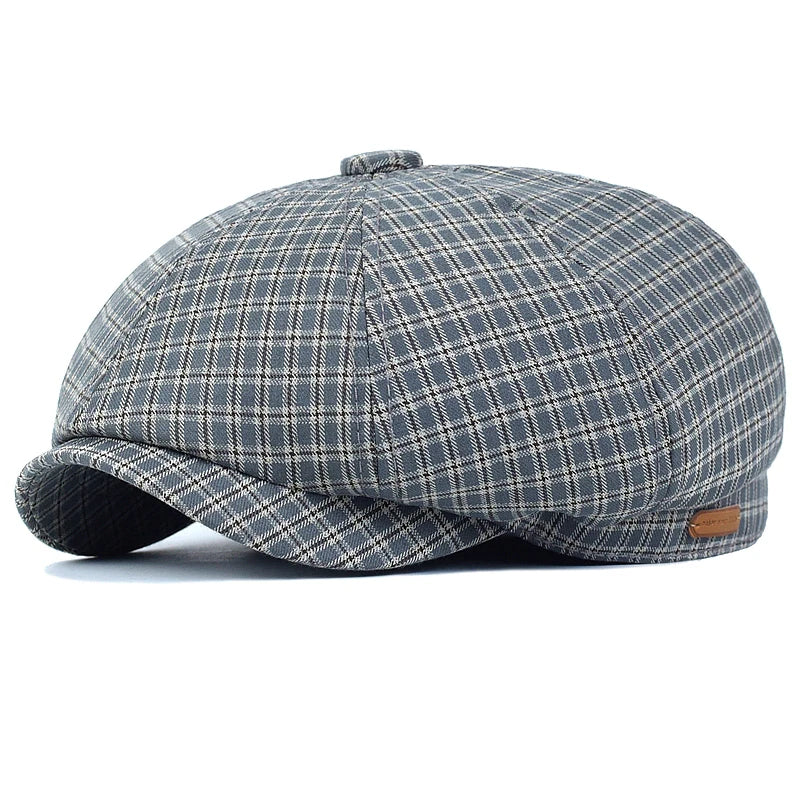 Spring Summer Plaid Newsboy Cap Breathable Peaky Octagonal Hat Vintage Soft Casual Berets Cap Visor Gatsby Flat Ivy Hat