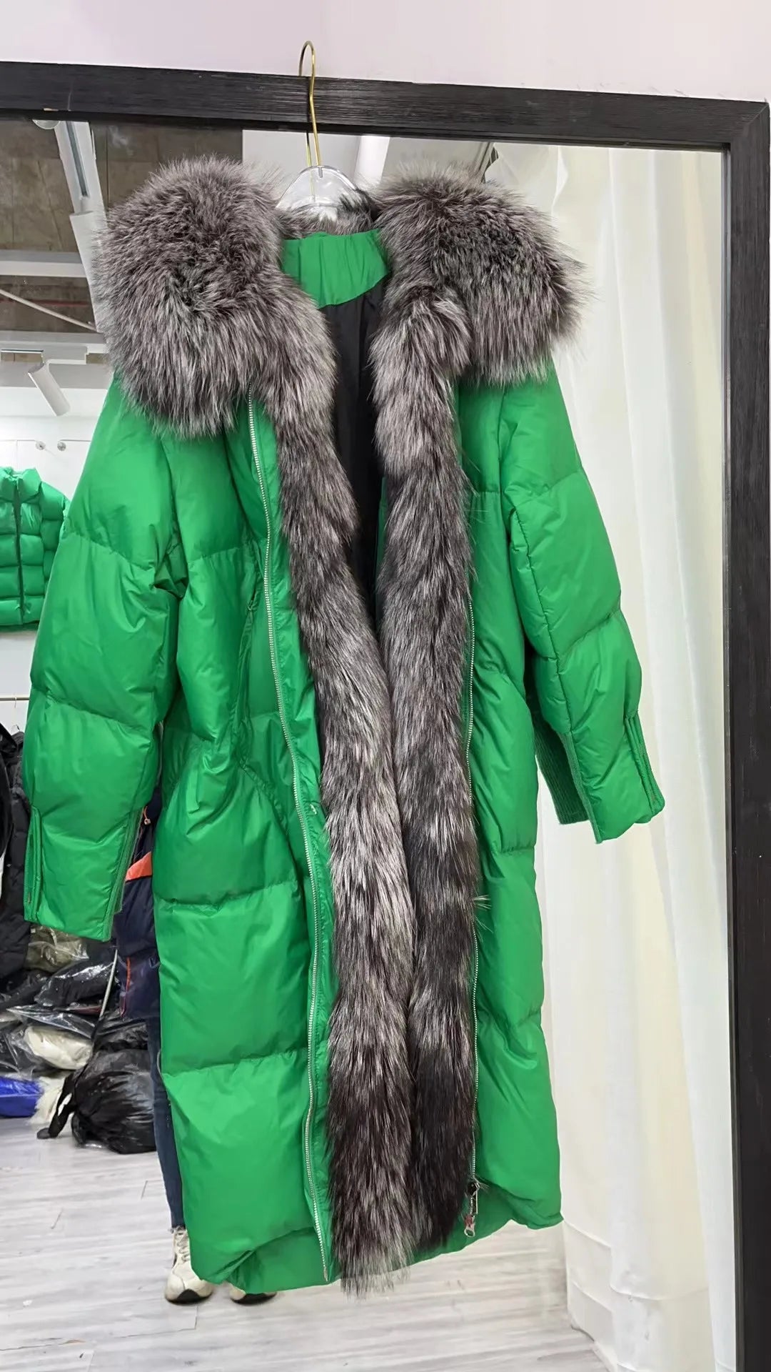 New Winter Coat Women Goose Down Jacket Long Thick Warm Oversized Real Fox Fur Collar Luxury Fashion Outerwear Streetwear