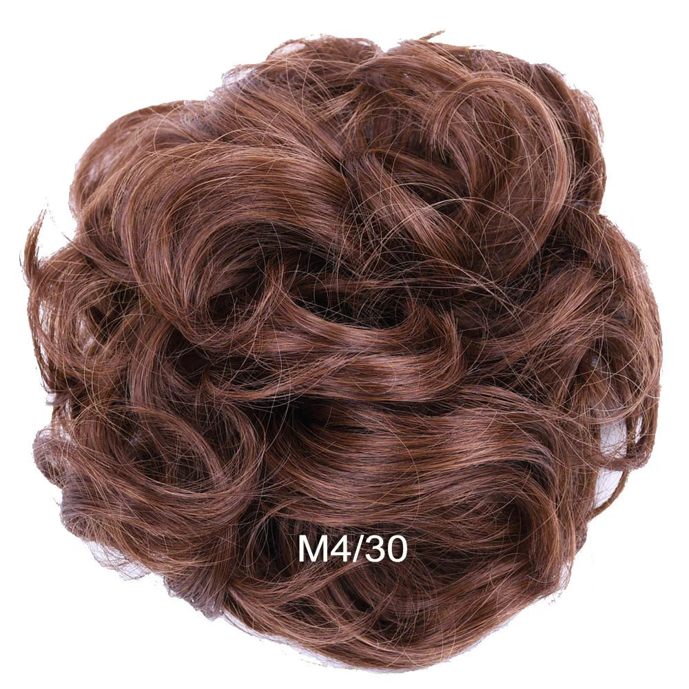 Jeedou Synthetic Messy Curly Hair Bun Chignon Donut Pad Elastic Hair Rope Rubber Band Hairpiece For Woman